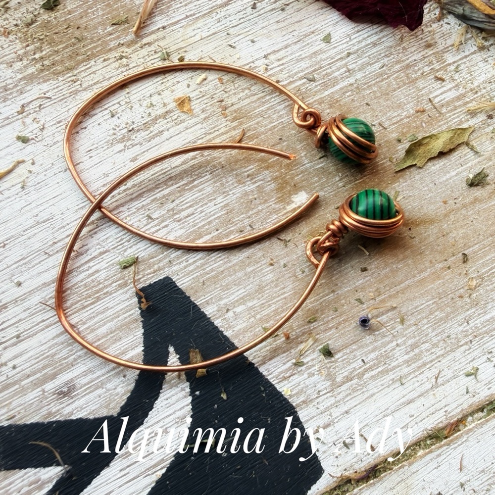 Malachite long earrings - Picture 4 of 9